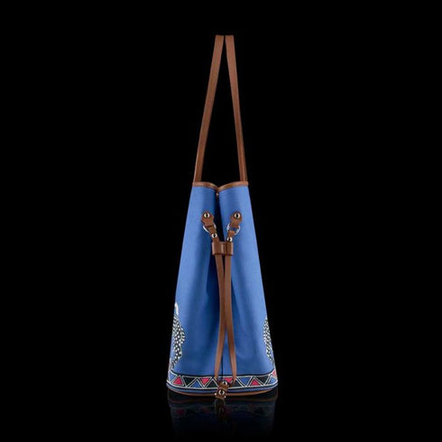 Blue Leopard Canvas Shopper